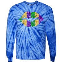 Lips Fleur De Lys Funny Mardi Gras Carnival Party Meaningful Gift Tie-Dye Long Sleeve Shirt