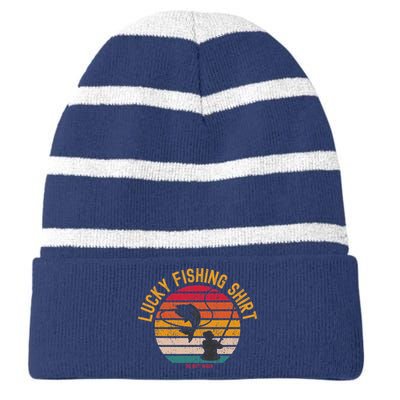 Lucky Fishing Do Not Wash Fishing Striped Beanie with Solid Band