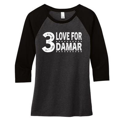 Love For Damar 3 Women's Tri-Blend 3/4-Sleeve Raglan Shirt