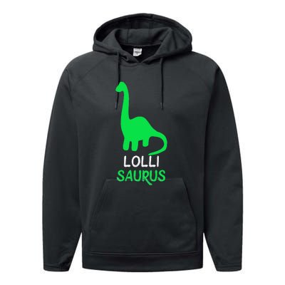 LolliSaurus Funny Dino Dinosaur LolliSaurus Performance Fleece Hoodie