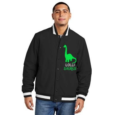 LolliSaurus Funny Dino Dinosaur LolliSaurus Insulated Varsity Jacket