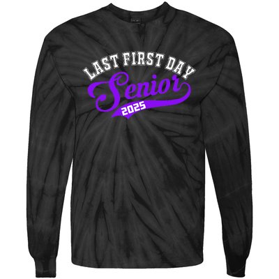 Last First Day Senior 2025 Gift Class Of 2025 Back To School Tie-Dye Long Sleeve Shirt