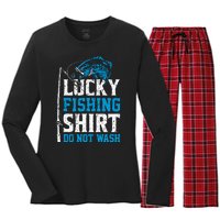 Lucky Fishing Do Not Wash Vintage Fishing Lover Women's Long Sleeve Flannel Pajama Set 