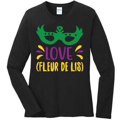 Love Fleur De Lis Ladies Long Sleeve Shirt