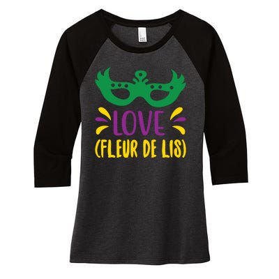 Love Fleur De Lis Women's Tri-Blend 3/4-Sleeve Raglan Shirt