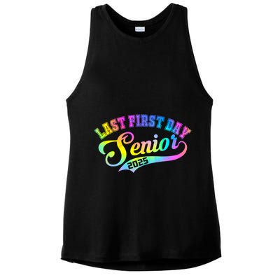 Last First Day Senior 2025 Class Of 2025 Seniors Tie Dye Great Gift Ladies PosiCharge Tri-Blend Wicking Tank