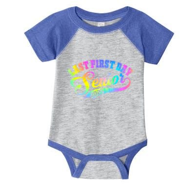 Last First Day Senior 2025 Class Of 2025 Seniors Tie Dye Great Gift Infant Baby Jersey Bodysuit