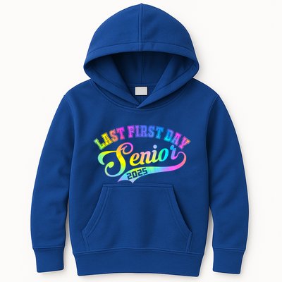 Last First Day Senior 2025 Class Of 2025 Seniors Tie Dye Great Gift Kids Hoodie