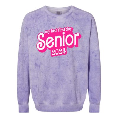 Last First Day Class of 2024 Funny Seniors 2024 Colorblast Crewneck Sweatshirt