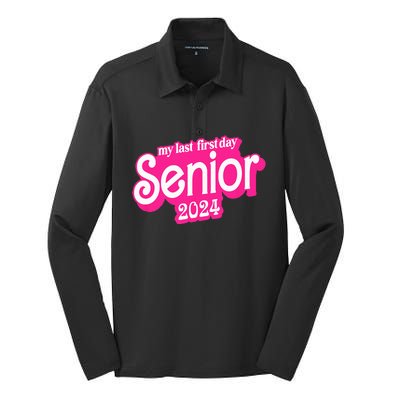 Last First Day Class of 2024 Funny Seniors 2024 Silk Touch Performance Long Sleeve Polo