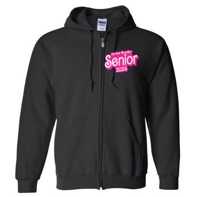 Last First Day Class of 2024 Funny Seniors 2024 Full Zip Hoodie