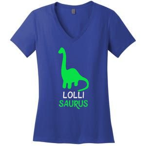 LolliSaurus Funny Dino Dinosaur LolliSaurus Women's V-Neck T-Shirt