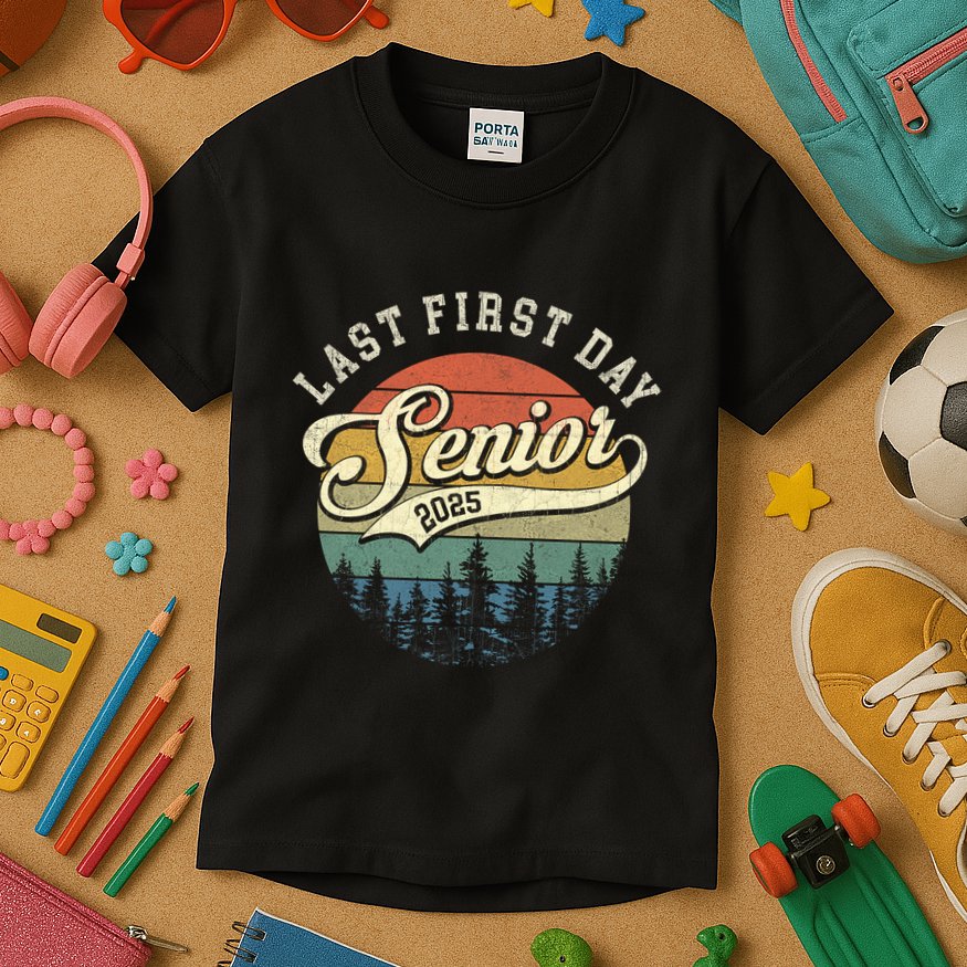 Last First Day Senior 2025 Class Of 2025 Back To School Kids T-Shirt