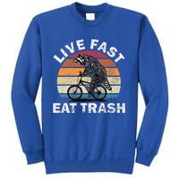 Live Fast Eat Trash Raccoon On Bike Vintage Camping Sweatshirt