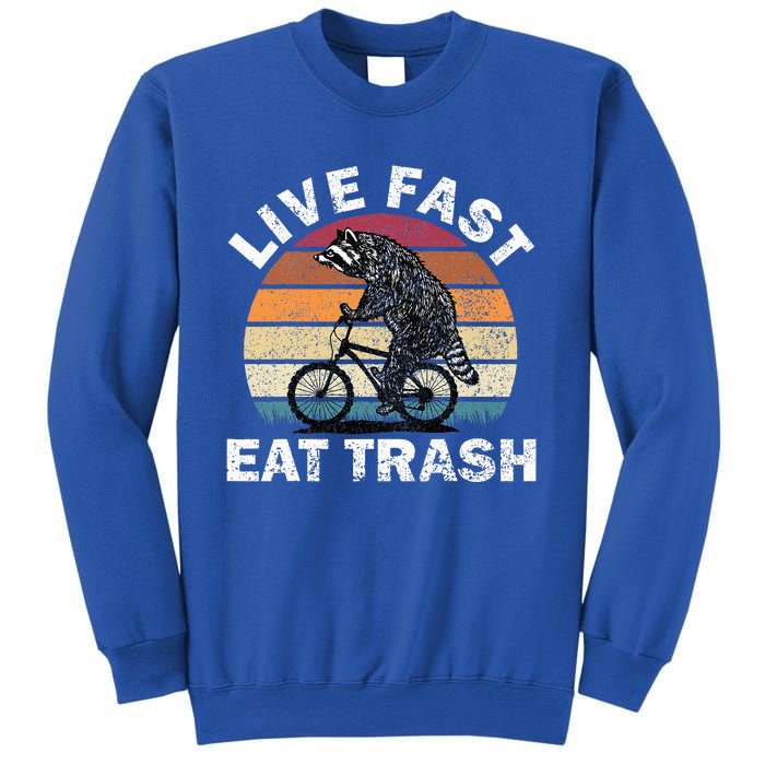 Live Fast Eat Trash Raccoon On Bike Vintage Camping Sweatshirt