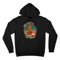 Live Fast Eat Trash Raccoon Camping and Hiking Hoodie