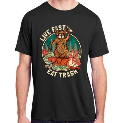 Live Fast Eat Trash Raccoon Camping and Hiking Adult ChromaSoft Performance T-Shirt