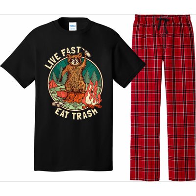 Live Fast Eat Trash Raccoon Camping and Hiking Pajama Set