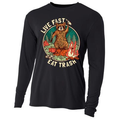 Live Fast Eat Trash Raccoon Camping and Hiking Cooling Performance Long Sleeve Crew