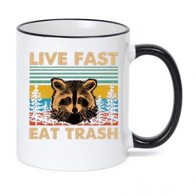 Live Fast Eat Trash Funny Raccoon Camping Vintage Retro 11oz Black Color Changing Mug