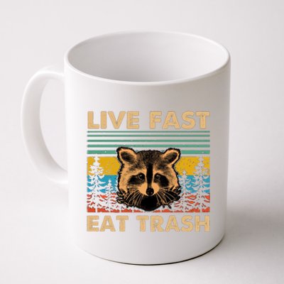 Live Fast Eat Trash Funny Raccoon Camping Vintage Retro Coffee Mug