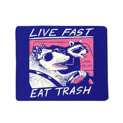 Live Fast Eat Trash And Get Hit By A Car Sunset Raccoon Mousepad