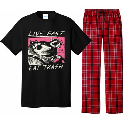 Live Fast Eat Trash And Get Hit By A Car Sunset Raccoon Pajama Set