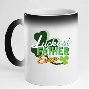 Luckiest Father Ever St Patricks Day Irish Fathersday Gift 11oz Black Color Changing Mug