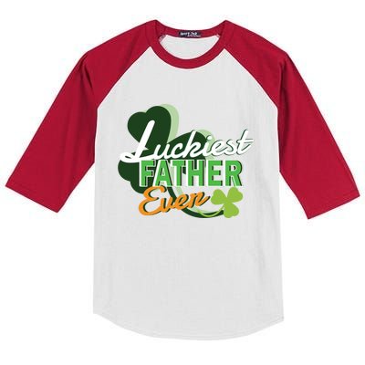 Luckiest Father Ever St Patricks Day Irish Fathersday Gift Kids Colorblock Raglan Jersey