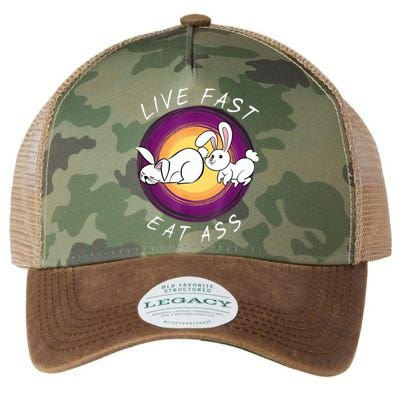 Live Fast Eat Ass Funny Rabbits Bunny Legacy Tie Dye Trucker Hat