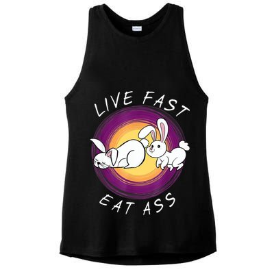 Live Fast Eat Ass Funny Rabbits Bunny Ladies PosiCharge Tri-Blend Wicking Tank