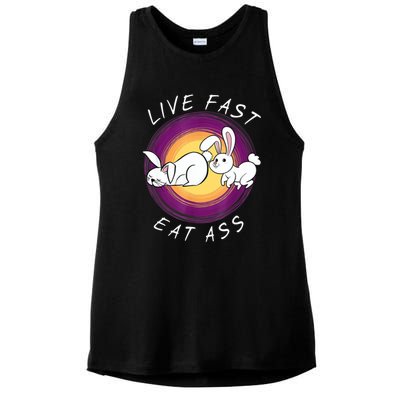 Live Fast Eat Ass Funny Rabbits Bunny Ladies PosiCharge Tri-Blend Wicking Tank