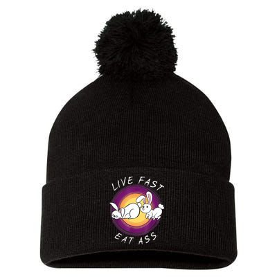 Live Fast Eat Ass Funny Rabbits Bunny Pom Pom 12in Knit Beanie