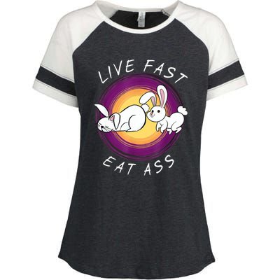 Live Fast Eat Ass Funny Rabbits Bunny Enza Ladies Jersey Colorblock Tee