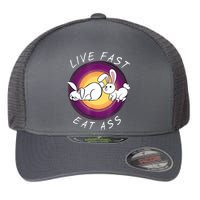 Live Fast Eat Ass Funny Rabbits Bunny Flexfit Unipanel Trucker Cap