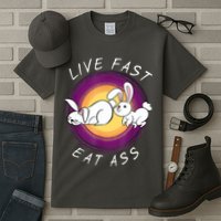 Live Fast Eat Ass Funny Rabbits Bunny Tall T-Shirt