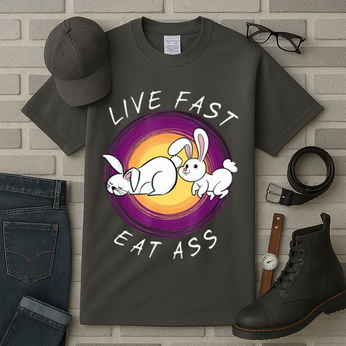 Live Fast Eat Ass Funny Rabbits Bunny Tall T-Shirt