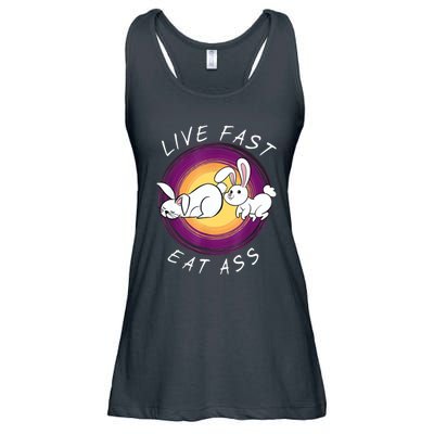 Live Fast Eat Ass Funny Rabbits Bunny Ladies Essential Flowy Tank