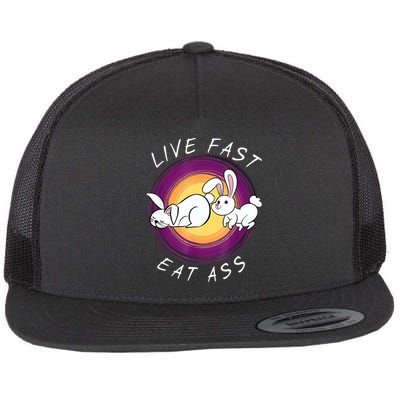 Live Fast Eat Ass Funny Rabbits Bunny Flatbill Hat