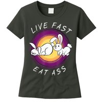 Live Fast Eat Ass Funny Rabbits Bunny Womens T-Shirt