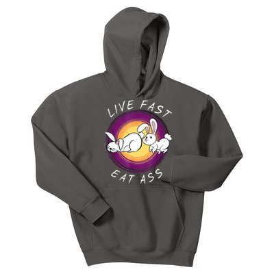 Live Fast Eat Ass Funny Rabbits Bunny Kids Hoodie