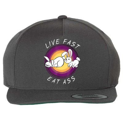 Live Fast Eat Ass Funny Rabbits Bunny Wool Snapback Cap