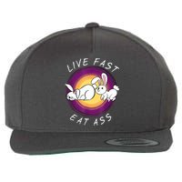 Live Fast Eat Ass Funny Rabbits Bunny Wool Snapback Cap