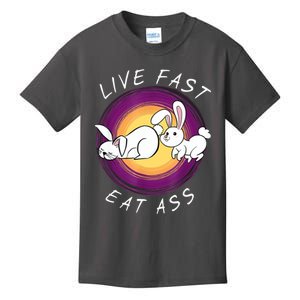 Live Fast Eat Ass Funny Rabbits Bunny Kids T-Shirt