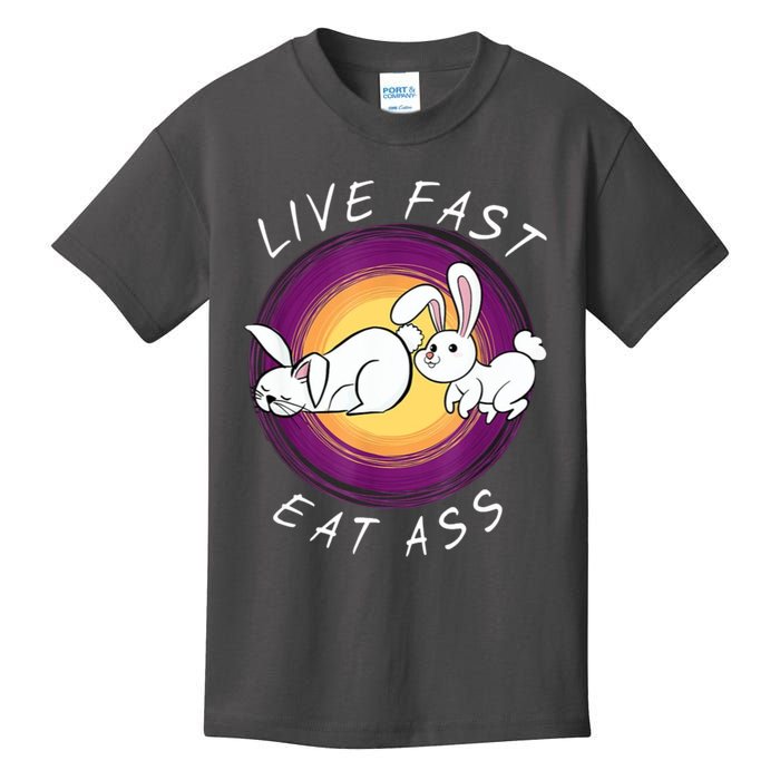 Live Fast Eat Ass Funny Rabbits Bunny Kids T-Shirt