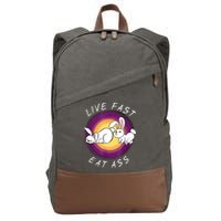 Live Fast Eat Ass Funny Rabbits Bunny Cotton Canvas Backpack