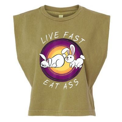 Live Fast Eat Ass Funny Rabbits Bunny Garment-Dyed Women's Muscle Tee