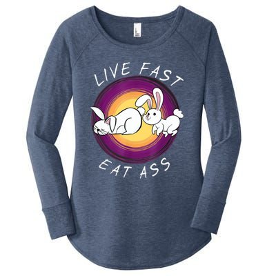 Live Fast Eat Ass Funny Rabbits Bunny Women's Perfect Tri Tunic Long Sleeve Shirt