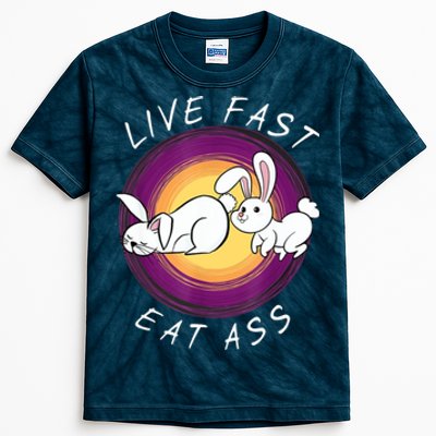 Live Fast Eat Ass Funny Rabbits Bunny Kids Tie-Dye T-Shirt