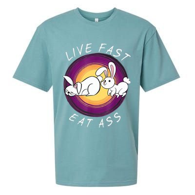 Live Fast Eat Ass Funny Rabbits Bunny Sueded Cloud Jersey T-Shirt